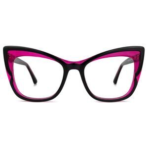 Cadenza Butterfly Black Hot Pink Acetate Eyeglasses Frames Clear Lenses